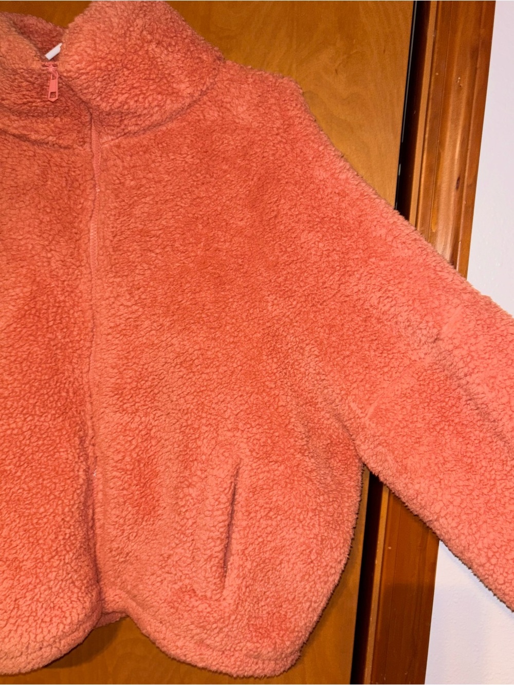 American Eagle Seriously Huggable Sherpa Fleece Jacket Pink Peach Medium M - Picture 3 of 6